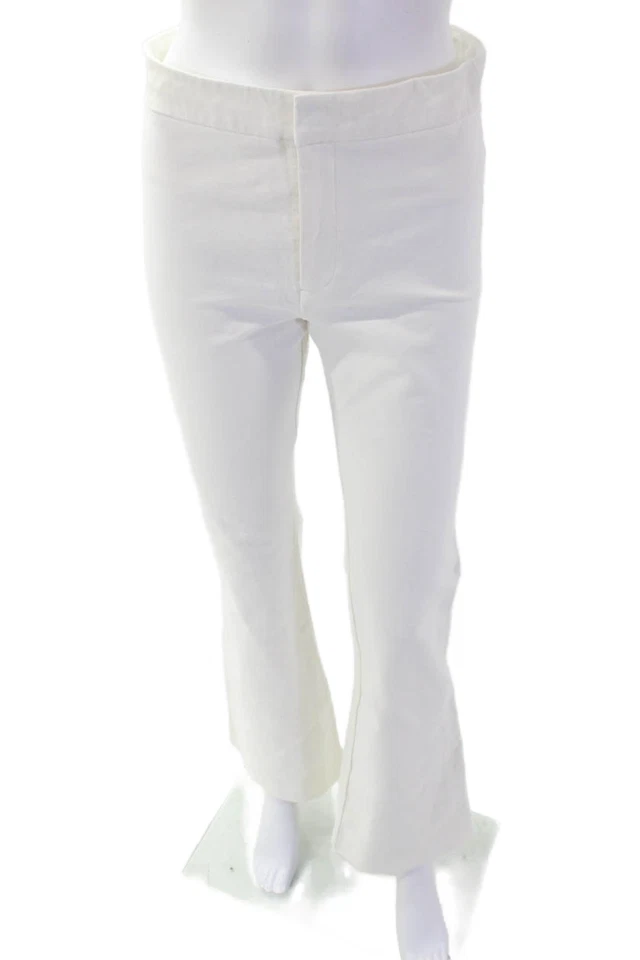 Pantalones Derek Lam 10 Crosby para mujer tiro alto acampanados blanco algodón talla 6 Foto 1 de 4