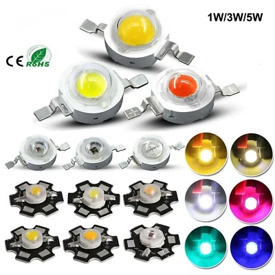 1W 3W 5W LED SMD Chip RGB COB Warm White UV Red Blue Green High Power With PCB - Image 1 of 4