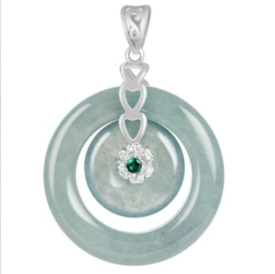 Collar Colgante Donut Círculo Plata 925 Jade Jade Natural Certificado Foto 1 de 4
