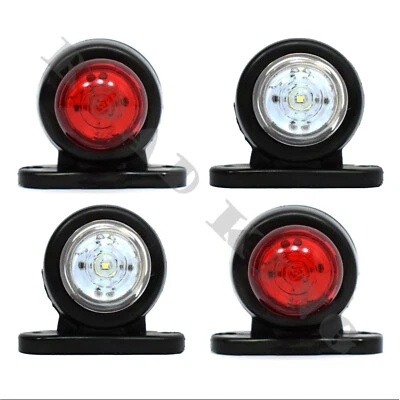 4x Latéraux Feux de Gabarit 12-24V LED Blanc/Rouge - Camion/Caravane/Remorque - Photo 1/4