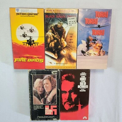 Lot of 5 War VHS Movies Military Tora Birds Army Red October SLD Black Hawk SLD Foto 1 de 3