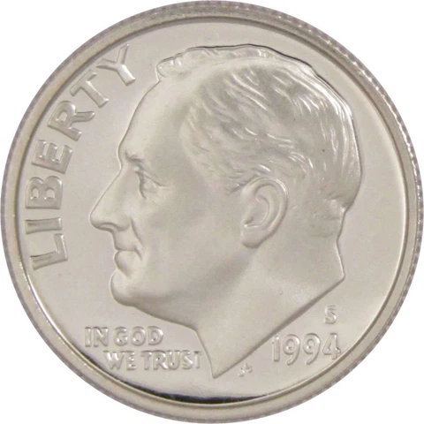 1994 S Roosevelt Dime Choice Proof Clad 10c US Coin Collectible Cover