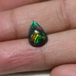 2,38 Cts 12,5x8,8 MM Naturale AAA Multi Appassibile Fuoco Nero Opale Forma Pera - Foto 1 di 12