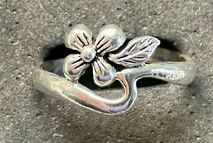 SOLID SILVER TOE RING X 1 *BN* flower + leaf **solid, sturdy ring** .925 silver