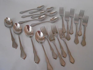 Oneida Stainless Flatware Trinity Burnished SSS Satin Finish - 20 Piece Lot - Bild 1 von 14