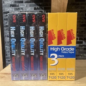 Blank VHS Video Tapes 6 Hour T-120 Lot of 7 High Grade Brand New Sealed Kodak - Picture 1 of 10