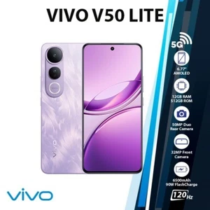 VIVO V50 Lite 5G Android Mobile Phone (12GB+512GB/PURPLE/Dual SIM/Unlocked/NEW) - Picture 1 of 5