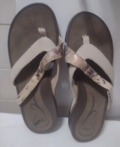 Abeo Women's Leather Animal Print Slide Sandals Size 12 N