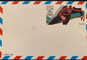 USA 28 ct Olympics 1984 Skating Airmail Printed Postcard US UXC21 Not Used Mint - Picture 1 of 3