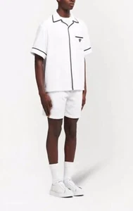 Traje de salón de playa PRADA triángulo tela Terry XL *Juego de 2 piezas* Top + pantalones cortos ~ ¡NUEVO CON ETIQUETAS! - Imagen 1 de 17