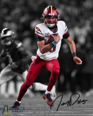 Jayden Daniels Washington Commanders Signed Action Photo Autograph Print - Image 1 of 4