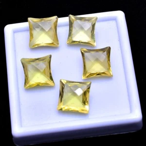 VVS 5 Stck. Natürlicher Zitronencitrin 12 mm*12 mm Top Qualität Karoschliff Edelsteine Posten - Bild 1 von 3