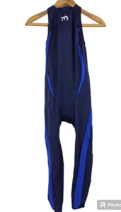 New TYR Tracer Fullbody Suit Mens 28L Triathlon Back Zip Blue - Picture 1 of 7