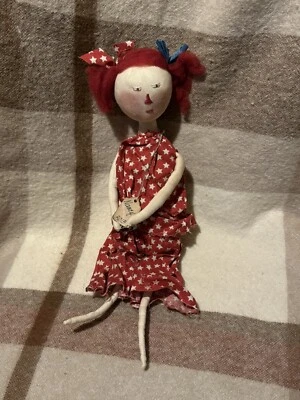 Primitive Decorative Fabric Cloth Country Red Hair Doll Nancy 2013 17” - Изображение 1 из 2