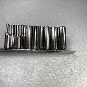 Craftsman 10pc 1/4”Dr Socket Set 6 Pt Deep Well 3/16”-9/16 “ G2 Series 8” Rack - Picture 1 of 6