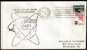 1966 USS SARGO SUBMARINE SSN-583 - US NAVY SHIP COVER - Picture 1 of 2