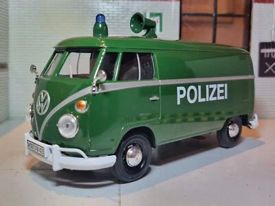 VW Volkswagen 1962 Police T1 Type 2 Polizei 1:24 Scale Diecast Model Van Bus - Image 1 of 4