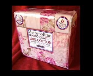 METROPOLITAN BAMBOO 2500 6pc SHEET SET KING SIZE, 2 free pillowcase, 100% Cotton - Picture 1 of 12