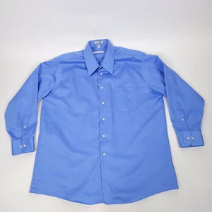 Geoffrey Beene Button Up Shirt Long Sleeve Mens Extra Large 17 Blue Wrinkle Free - Picture 1 of 9
