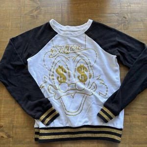 Disney Parks DuckTales Scrooge McDuck Sweatshirt-Gold Money Eyes-Women's XS - Picture 1 of 4