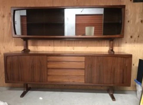 Vintage Mid Century Modern Danish Teak Credenza/Sideboard - Two Piece Cover