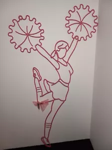 Cheerleader Pom Pom Grande Decorazione da Appendere a Parete 28" Filo di Metallo Cheer Rosa Raro - Foto 1 di 23