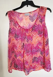 Avenue*Women’s Sheer Sleeveless Beaded Tank Top*Magenta/Orange*Size 14/16 - Picture 1 of 3
