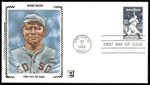 1983 Red Sox Babe Ruth First Day Cover H&M Covers Zaso Silk Cachet - Picture 1 of 2