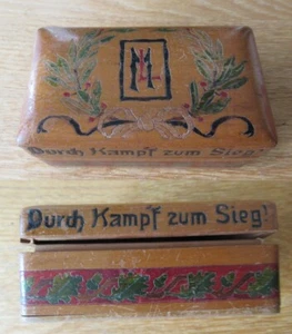 Kleine patriotische Holz - Dose / Durch Kampf zum Sieg! 1914 - 1916 - Bild 1 von 8