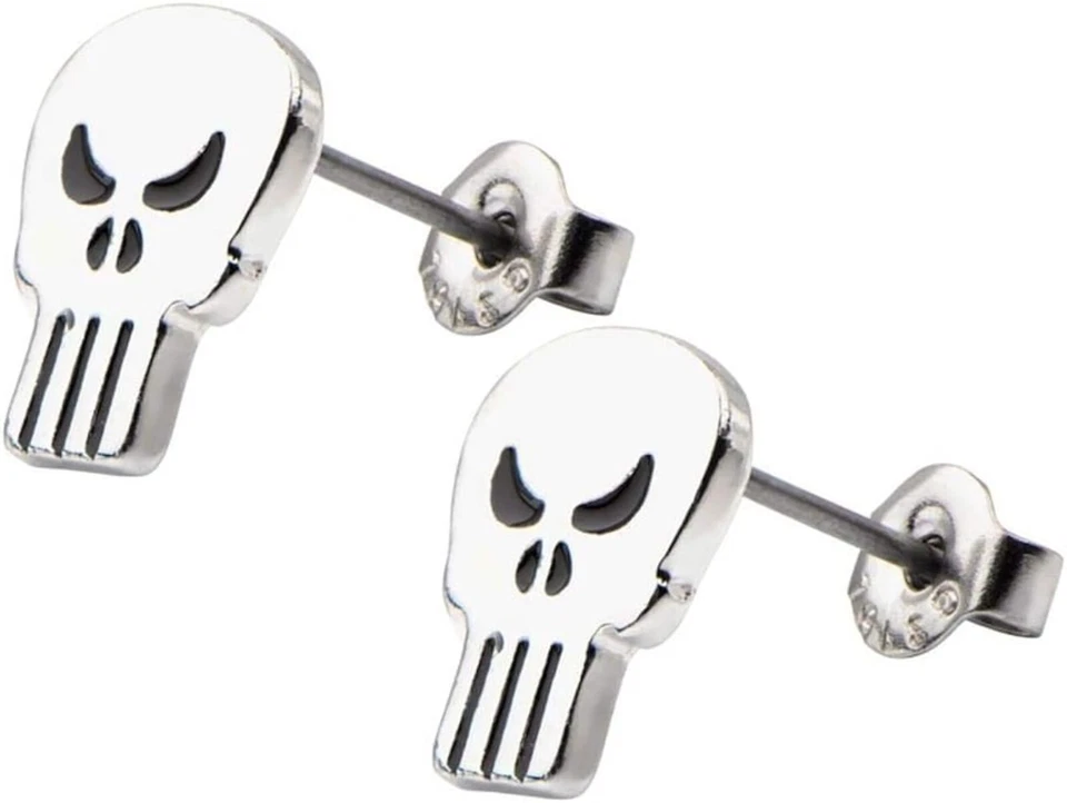 Pendientes de poste de acero inoxidable Marvel Punisher Logo 316L Foto 1 de 1