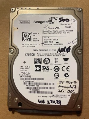 ST 500G ST9500423AS, 9RT143-033, FW:0005DEM1, SU DOM:07/12 7.2K -Tested Working! - Image 1 of 2