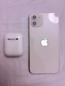 Apple iPhone 12 - 256 GB - White & Silver w/ AirPods Ear Phones Used Pre-Owned - Picture 1 of 6