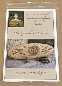 Scattered Seed Samplers "Vintage Charm Pinkeep" Birds Cross Stitch Pattern - Picture 1 of 2