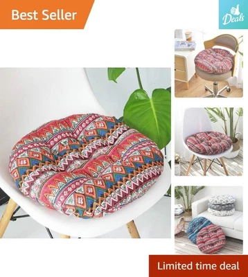 Chic 16-Inch Ergonomic Round Chair Cushion in Vibrant Red - Bohemian Style - Image 1 of 4