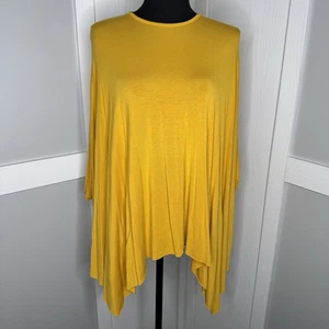 Newme S/M Yellow Drape Top Oversized Flowy Made in USA Stretchy Drop Sleeves - Picture 1 of 5