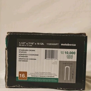 Metabo HPT Staples 1-1/2" x 7/16"  16 GA Standard Crown Staples 10,000 11203HHPT - Picture 1 of 2