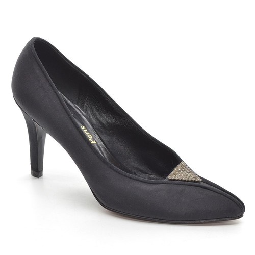 SAINT LAURENT (YSL) Scarpe donna Yves Saint Laurent Paris eleganti con tacco in raso nero a pompa 6 5 M