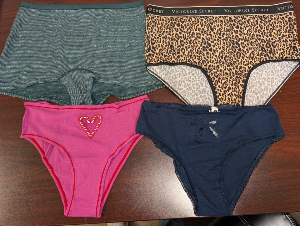 Victoria's Secret Panty Lote De 3 Panty Misceláneas Rosa Azul Leopardo Verde L Nuevo Con Etiquetas Foto 1 de 4