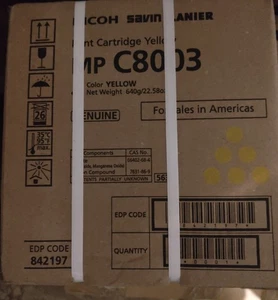 Ricoh MP C8003 Toner Cartridge 842197 Yellow 47,000 Page Genuine OEM Sealed NEW - Photo 1/1