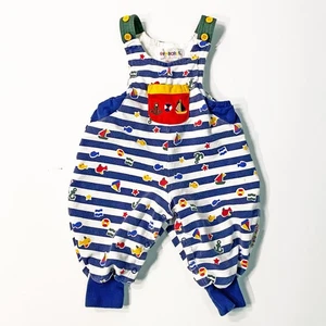 Vintage 1990s Gymboree Nautical Striped Baby Overalls Romper for Newborns - Picture 1 of 5