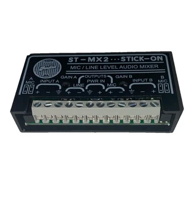 ST-MX2 Stick-On Mic/Line Level Audio Mixer 2-Channel CE RoHS Terminal Untested - Image 1 of 2