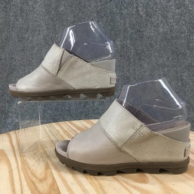 Sandalias Sorel Mule para mujer 8 Joanie II gris cuero sin cordones cómodos tacones de cuña Foto 1 de 4