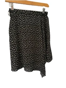 Primak Black Polka Dot Wrap Skirt Size 8 L17” Short Women’s - Picture 1 of 6