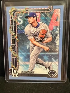 Shohei Ohtani 2025 Topps Holiday Light Blue & White Glitter #H1 - Dodgers - Picture 1 of 2
