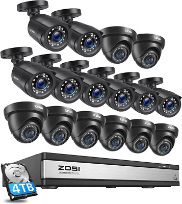 ZOSI H.265+ HD 1080p 16ch Sistema de Cámara de Seguridad para el Hogar Visión Nocturna 4TB CCTV DVR Foto 1 de 4