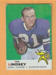 Jim Lindsey Minnesota Vikings 1969 Topps #13 Arkansas Razorbacks arrugado - Imagen 1 de 2