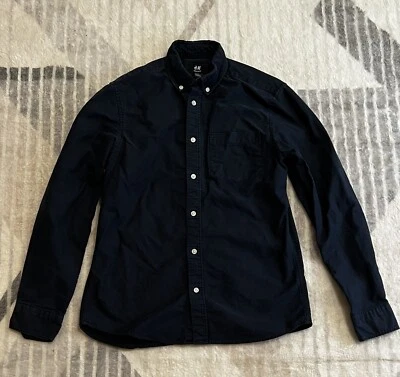 H&M Hombre XS Reg Fit Azul Oscuro Botón Abajo Foto 1 de 4