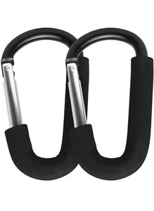 2x Carabiner Baby Buggy Clips Pram Bag Hooks Pushchair Buggies Stroller Walker - Picture 1 of 3