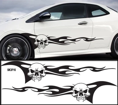 Calcomanías gráficas laterales de carreras a rayas calavera coche universal 57"X12" SK3f6 Foto 1 de 3