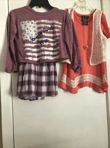 Dillard's Xtraordinary Girls Sz S (7/8) Lot 2 Tops One Is 2-pc With Necklace EUC - Picture 1 of 11